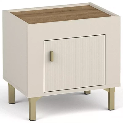 Noční stolek AUROVA - kašmír / dub whiskey