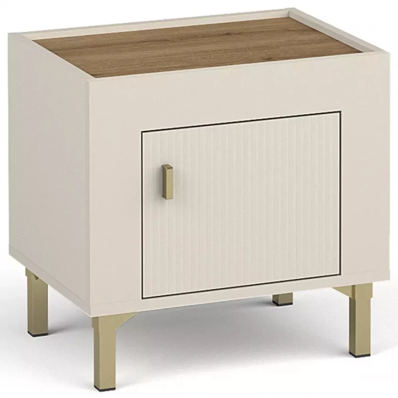 Noční stolek AUROVA - kašmír / dub whiskey