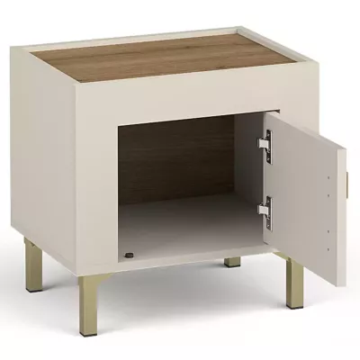 Noční stolek AUROVA - kašmír / dub whiskey