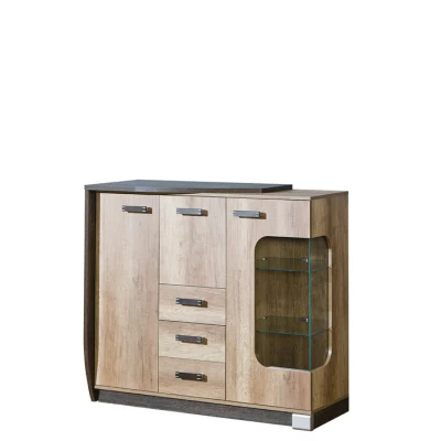 Prosklená kombinovaná komoda BENSON - dub canyon / arusha, levá