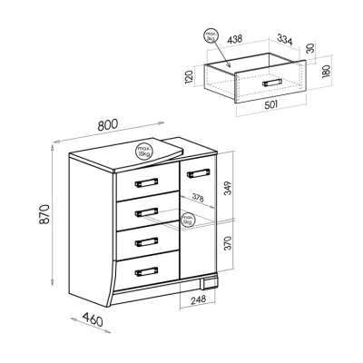 Kombinovaná komoda BENSON - dub canyon / arusha, levá