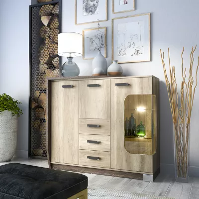 Prosklená kombinovaná komoda BENSON - dub canyon / arusha, levá