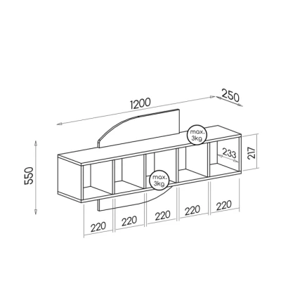 Závěsný regál BENSON - dub canyon / arusha