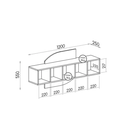 Závěsný regál BENSON - dub canyon / arusha