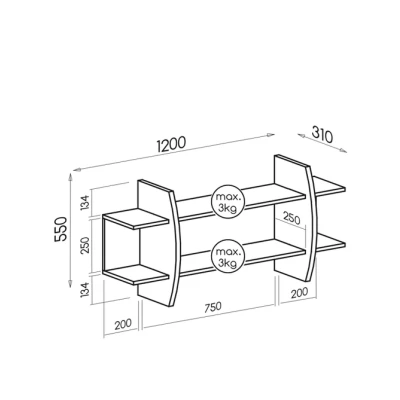 Závěsná police BENSON - dub canyon / arusha