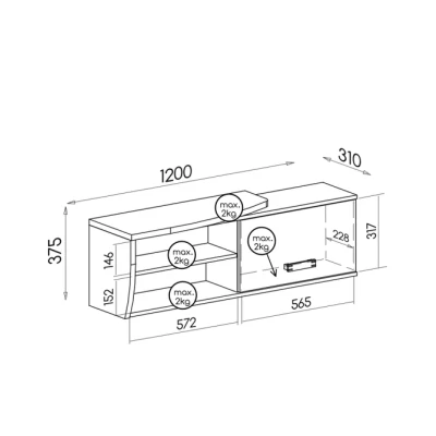 Závěsná skříňka BENSON - dub canyon / arusha, levá
