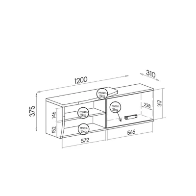 Závěsná skříňka BENSON - dub canyon / arusha, levá