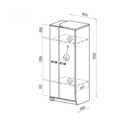 Šatní skříň 80 cm BENSON - dub canyon / arusha, pravá
