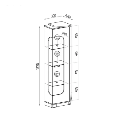 Vysoká vitrína BENSON - dub canyon / arusha, pravá
