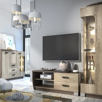 Vysoká vitrína BENSON - dub canyon / arusha, pravá