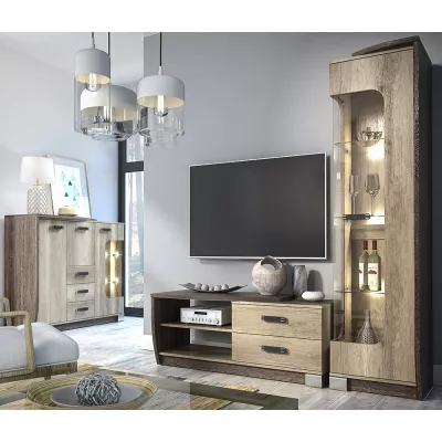 Vysoká vitrína BENSON - dub canyon / arusha, pravá