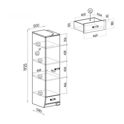 Úzká policová skříň BENSON - dub canyon / arusha, levá