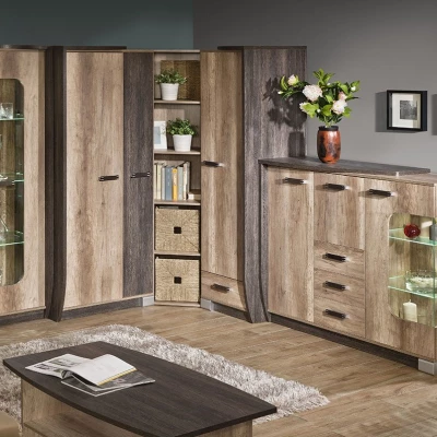 Úzká policová skříň BENSON - dub canyon / arusha, pravá