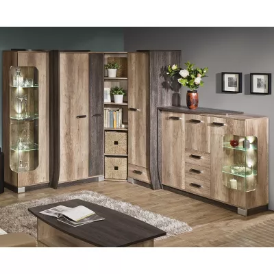 Úzká policová skříň BENSON - dub canyon / arusha, pravá