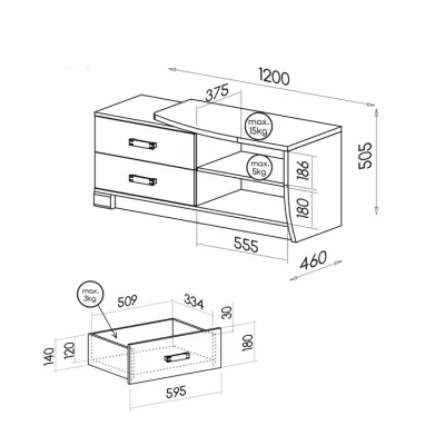 TV stolek BENSON - dub canyon / arusha, pravý