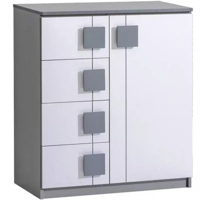 Kombinovaná komoda BURGAW - bílá / antracit