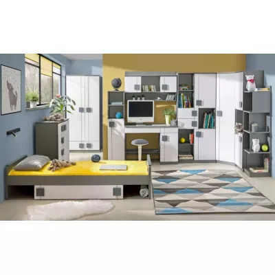 Vysoký regál BURGAW - bílý / antracit