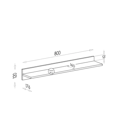 Polička na zeď BURGAW - antracit