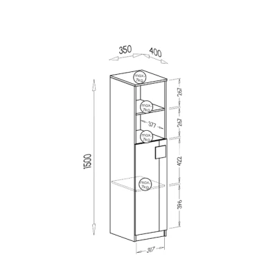 Úzký regál BURGAW - bílý / antracit