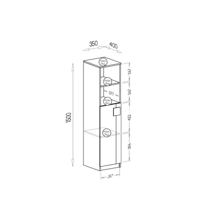 Úzký regál BURGAW - bílý / antracit
