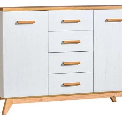 Široká kombinovaná komoda BUTNER - borovice andersen / dub nash