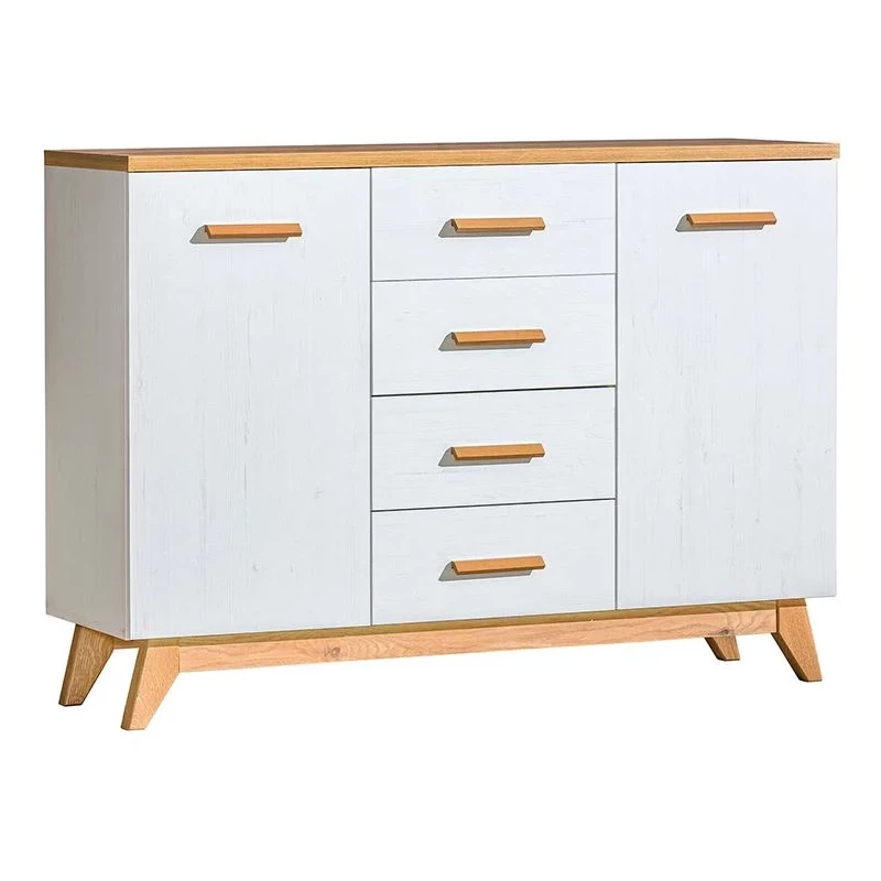 Široká kombinovaná komoda BUTNER - borovice andersen / dub nash