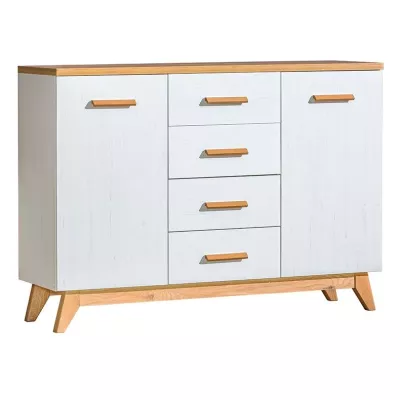 Široká kombinovaná komoda BUTNER - borovice andersen / dub nash