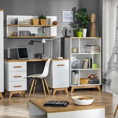 Závěsná police BUTNER - borovice andersen / dub nash