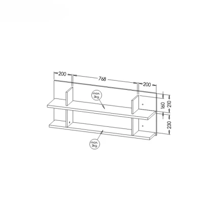 Závěsná police BUTNER - borovice andersen / dub nash