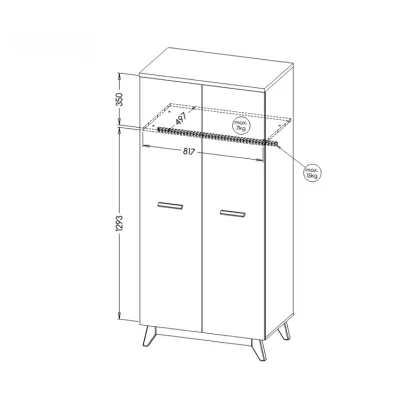 Šatní skříň 85 cm BUTNER - borovice andersen / dub nash