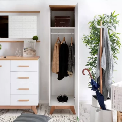 Policová šatní skříň 45 cm BUTNER - borovice andersen / dub nash