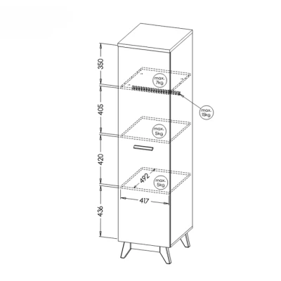 Policová šatní skříň 45 cm BUTNER - borovice andersen / dub nash
