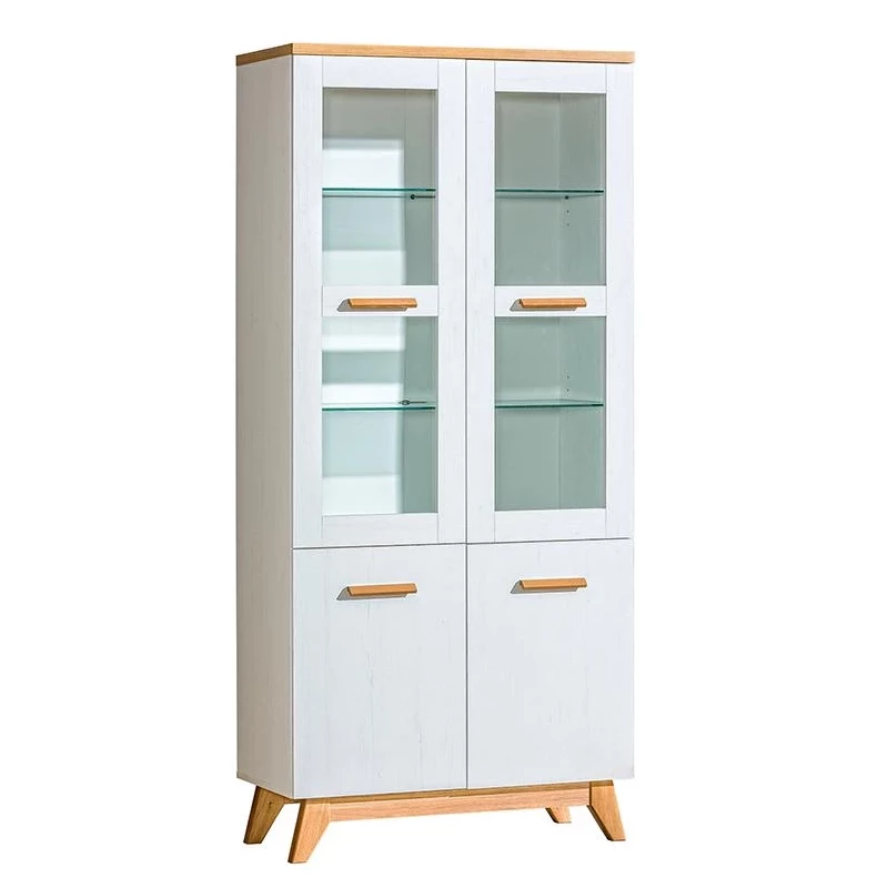 Prosklená vitrína BUTNER - borovice andersen / dub nash