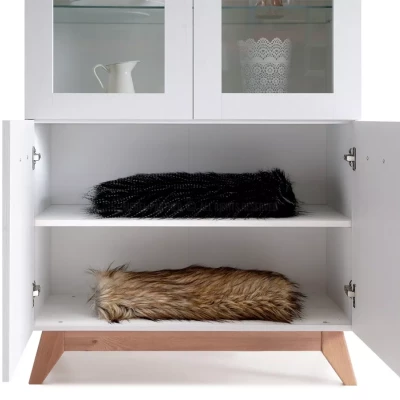 Prosklená vitrína BUTNER - borovice andersen / dub nash