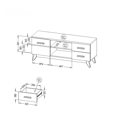 Televizní stolek BUTNER - borovice andersen / dub nash