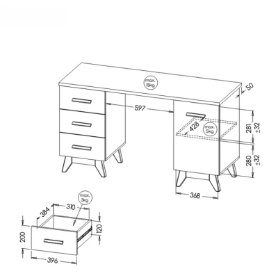 Psací stůl BUTNER - borovice andersen / dub nash