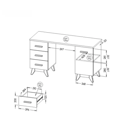 Psací stůl BUTNER - borovice andersen / dub nash