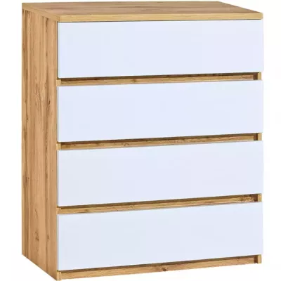 Šuplíková komoda CARYM - dub wotan / bílá