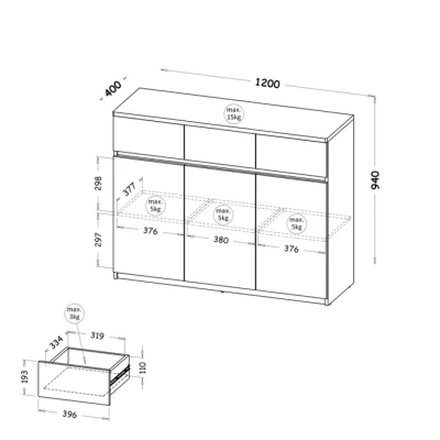 Kombinovaná komoda CARYM - bílá