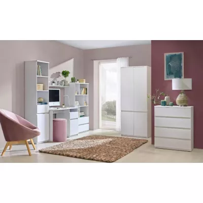 Úzký regál se šuplíkem CARYM - bílý