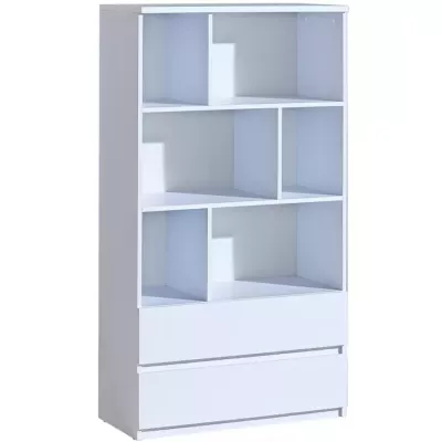 Vysoký regál se šuplíky CARYM - bílý