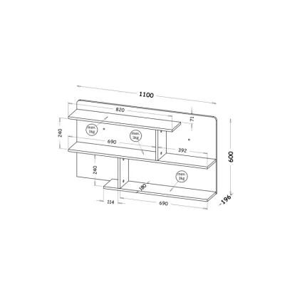 Závěsná police CARYM - dub wotan / bílá