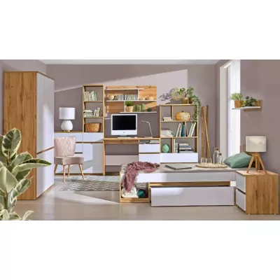 Závěsná police CARYM - dub wotan / bílá