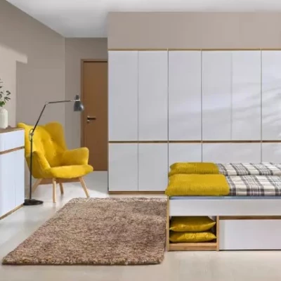 Šatní skříň 80 cm CARYM - dub wotan / bílá