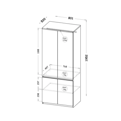 Šatní skříň 80 cm CARYM - bílá