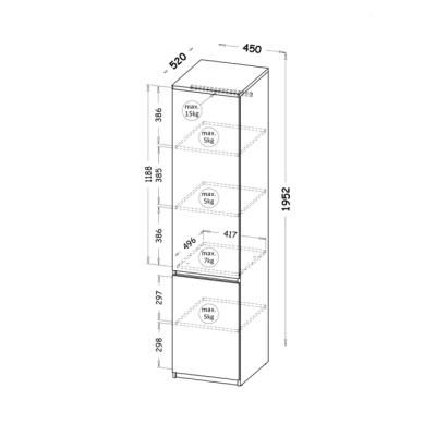 Úzká policová skříň CARYM - dub wotan / bílá