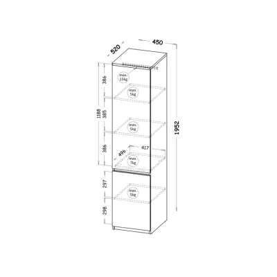 Úzká policová skříň CARYM - dub wotan / bílá