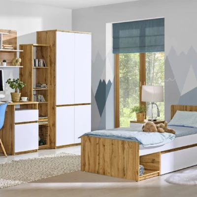 Psací stůl CARYM - dub wotan / bílý