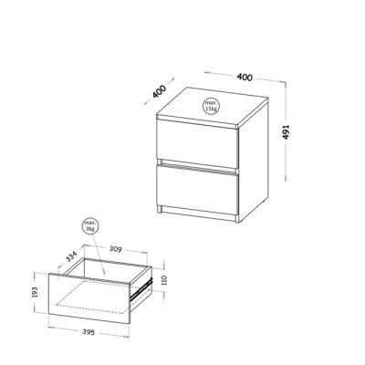 Noční stolek CARYM - bílý