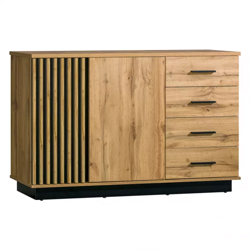 Kombinovaná komoda CATAWBA - dub wotan / černá